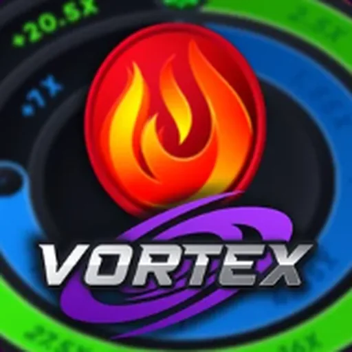 Vortex casino game with a flame symbol and circular multiplier